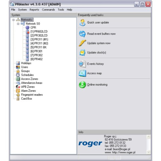 Roger PR Master Софтуер за конфигуриране и управление на системи за ...